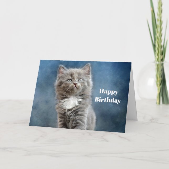 Tarjeta Corte gris y blanco de foto cumpleaños (Anverso)
