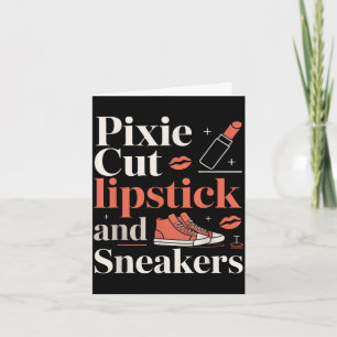 Tarjeta Corte pixie lápiz labial y zapatillas estilo de pe