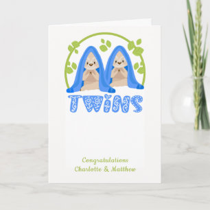 Tarjeta Corte Sloth Dos niños nuevos bebés gemelos