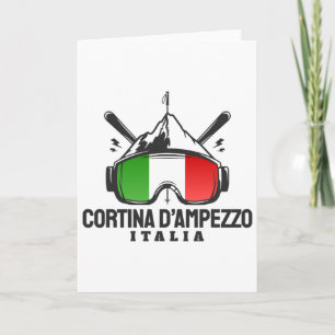 Tarjeta Cortina D'ampezzo Italia Resort de Esquí Retro Esq