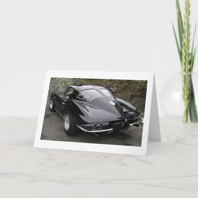 Tarjeta Corvette clásico de la ventana dividida en negro (Anverso)
