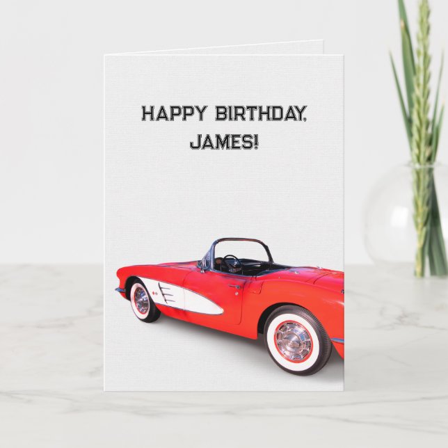 Tarjeta Corvette rojo y blanco de 1960 (Anverso)