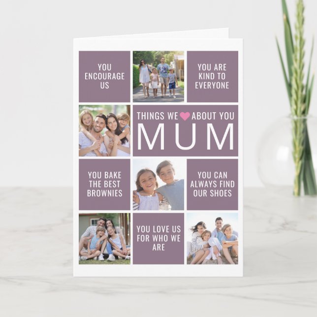 Tarjeta Cosas Que Amamos Por Ti Collage de fotos De Mamá (Anverso)