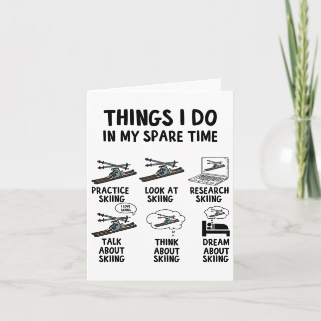 Tarjeta Cosas Que Hago En Mi Tiempo Libre Esquiando Deport (Anverso)