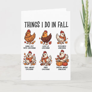 Tarjeta Cosas que hago en otoño Pollo Otoño Granja Chicas