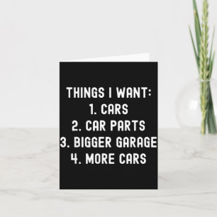 Tarjeta Cosas que quiero Repuestos de coche Gracioso Hombr