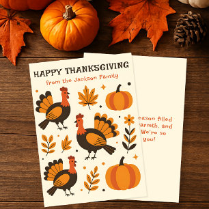 Tarjeta Cosecha Bendiciones pavos y calabazas Acción de Gr