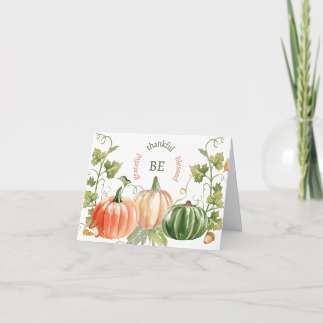 Tarjeta Cosecha de calabaza de Acción de Gracias (Anverso)
