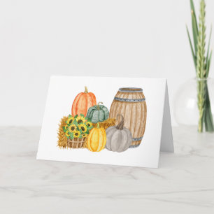 Tarjeta Cosecha de calabaza en el país - girasoles y barri