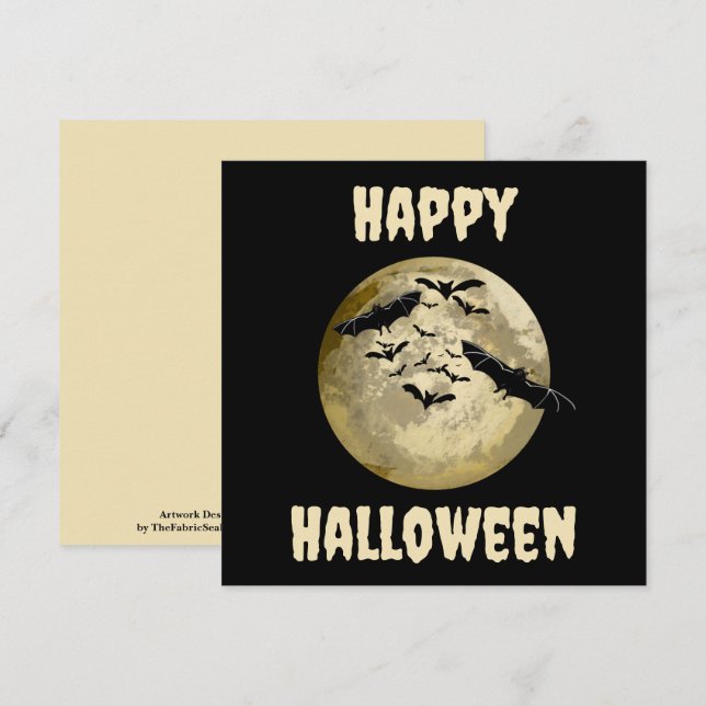 Tarjeta Cosecha De Halloween Luna Completa Y Vuelos Noctur (Anverso / Reverso)