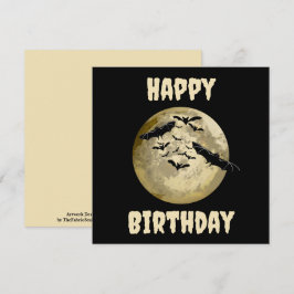 Tarjeta Cosecha De Halloween Luna Completa Y Vuelos Noctur