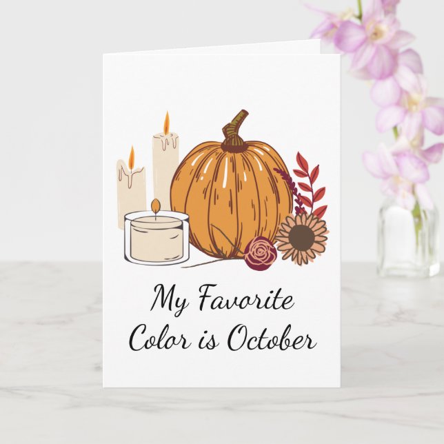 Tarjeta Cosecha de otoño - Calabaza, flores y velas (Orquídea)