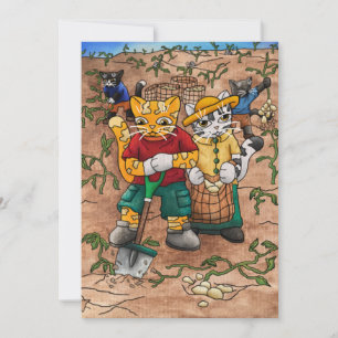 Tarjeta Cosecha de papa Jardinería y gatos cultivadores de