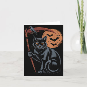 Tarjeta Cosechadora de la Muerte Gato Negro de Halloween L
