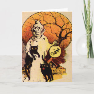 Tarjeta Cosechadora Gato Negro (Tarjeta Vintage de Hallowe