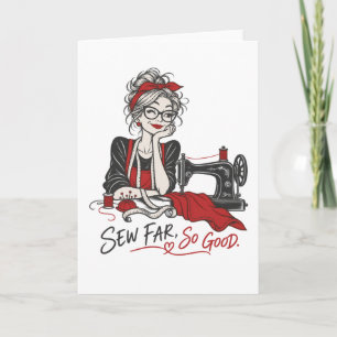 Tarjeta Coser Muy Bien – Diseño de Costura Divertido