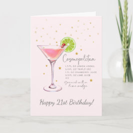 Tarjeta Cosmopolitan Cocktail 21st Happy Birthday Card