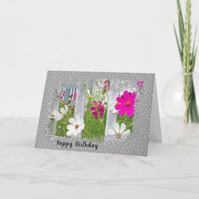 Tarjeta Cosmos de cumpleaños con puntos de polka (Anverso)