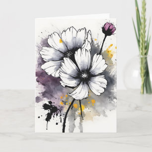 Tarjeta Cosmos - Flores de acuarela