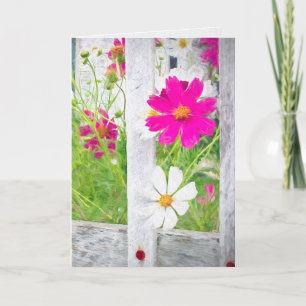Tarjeta Cosmos Garden y Fence pensando en ti