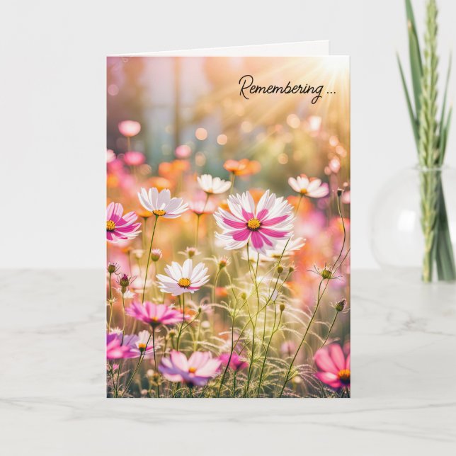 Tarjeta Cosmos rosados de verano para la simpatía (Anverso)