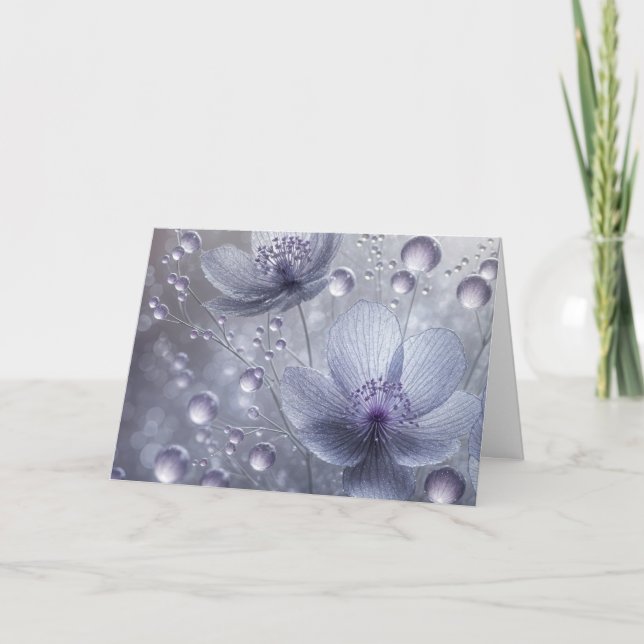 Tarjeta Cosmos violeta de cumpleaños y gotas de excremento (Anverso)