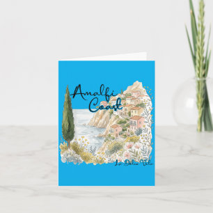 Tarjeta Costa Amalfi Italia Escénica Floral Vintage Italia