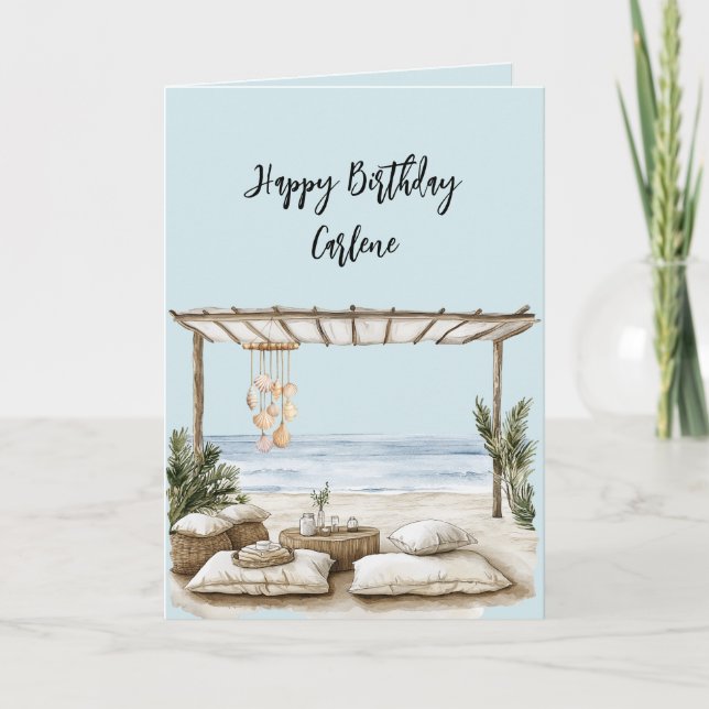 Tarjeta Costa de la playa cumpleaños conchas marinas océan (Anverso)