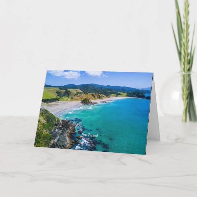Tarjeta Costa de Nueva Zelanda, un hermoso paisaje, (Anverso)