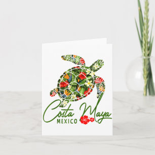 Tarjeta Costa Maya México Tortuga Marina Trocal Hibisco Va
