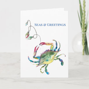 Tarjeta Costa Navidad Mares y Saludos Acuarela