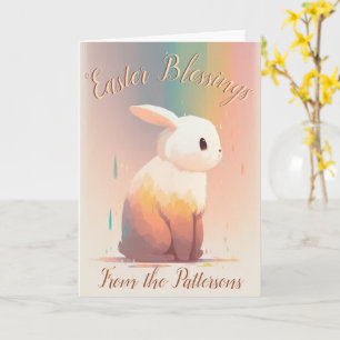 Tarjeta Costumbre, Conejito de Arcoíris Lindo, Pascua Pers
