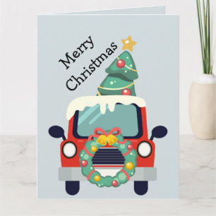 Tarjeta Costumbre de Navidad dentro del camión vehículo au