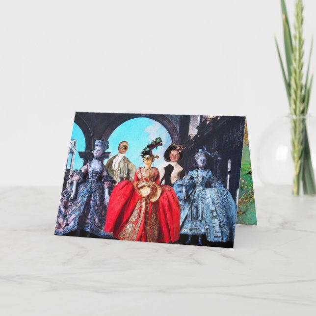 TARJETA COSTUMBRES DE MÁSCARA DE MASQUERADE DE ANTIGÜEDADE (Anverso)