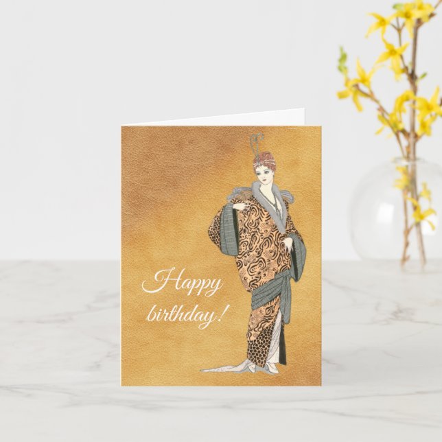 Tarjeta Costumes Parisiens- Manteau du soir, (flor amarilla)