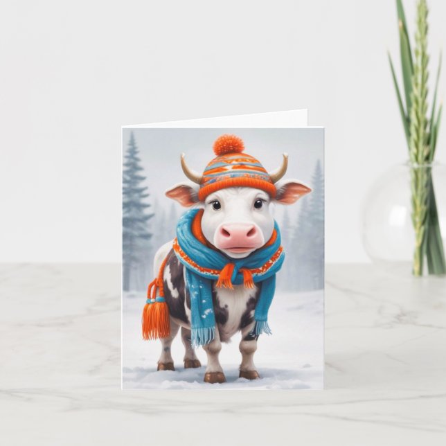 Tarjeta Cosy Cow Winter (Anverso)