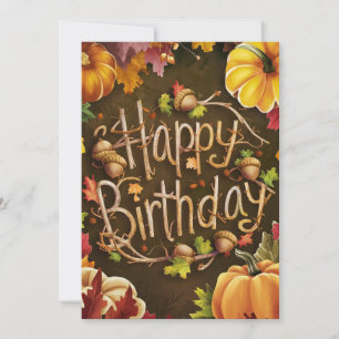 Tarjeta Cosy Whimsical Wish Otoño otoño feliz cumpleaños
