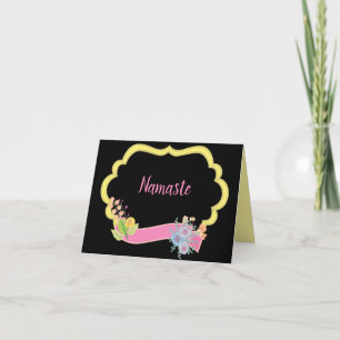 Tarjeta Cota de Namaste Gracias Marco Dorado Cinta Rosa