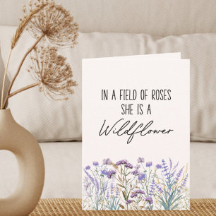 Tarjeta Coto de flores silvestres púrpuras acuarela cita d
