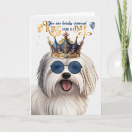 Tarjeta Coton de Tulear Dog King por un día de cumpleaños