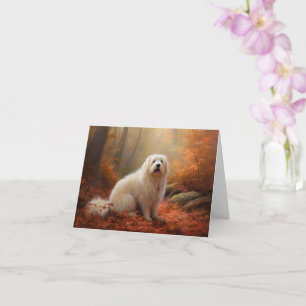 Tarjeta Coton De Tulear en hojas de otoño Inspira