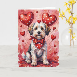 Tarjeta Coton de Tulear Valentine Perro Sentado con Corazo