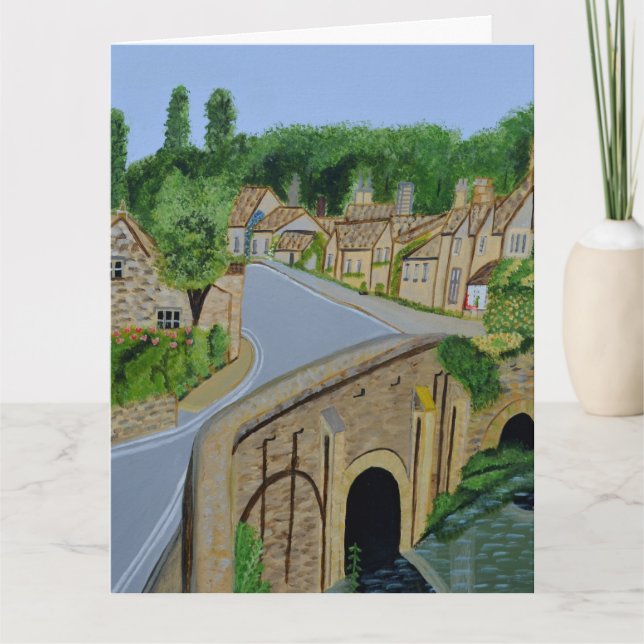 Tarjeta Cotswolds Village England greeting card  (Anverso)