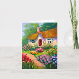 Tarjeta Cottage de acuarela y flores personalizable