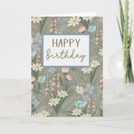 Tarjeta Cottagecore Floral de Cumpleaños