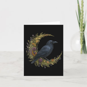 Tarjeta Cottagecore Halloween Crow Witchy Floral Mo