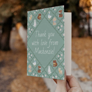 Tarjeta Cottagecore Quilted Woodland Baby Shower Gracias