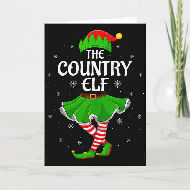Tarjeta Country Elf Christmas Family Girls Women Elf Squad (Anverso)