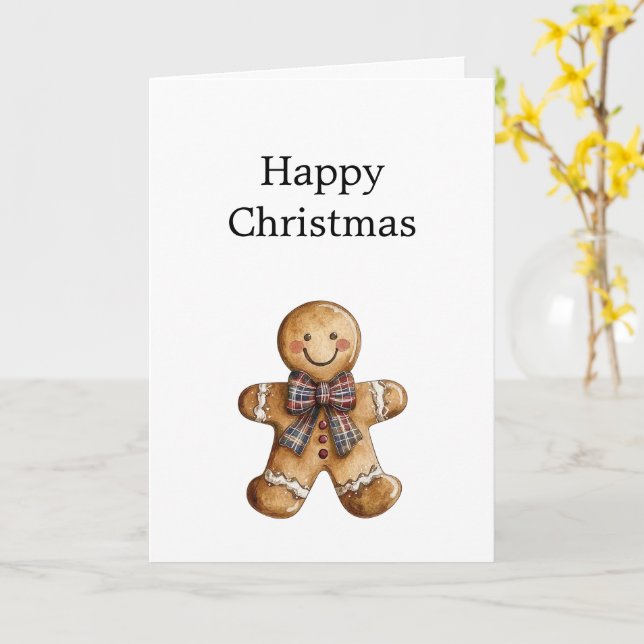 Tarjeta Country Happy Gingerbread Cookie Christmas (flor amarilla)