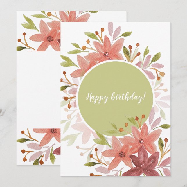 Tarjeta Country Rustic Floral Terracotta Rubor (Anverso / Reverso)